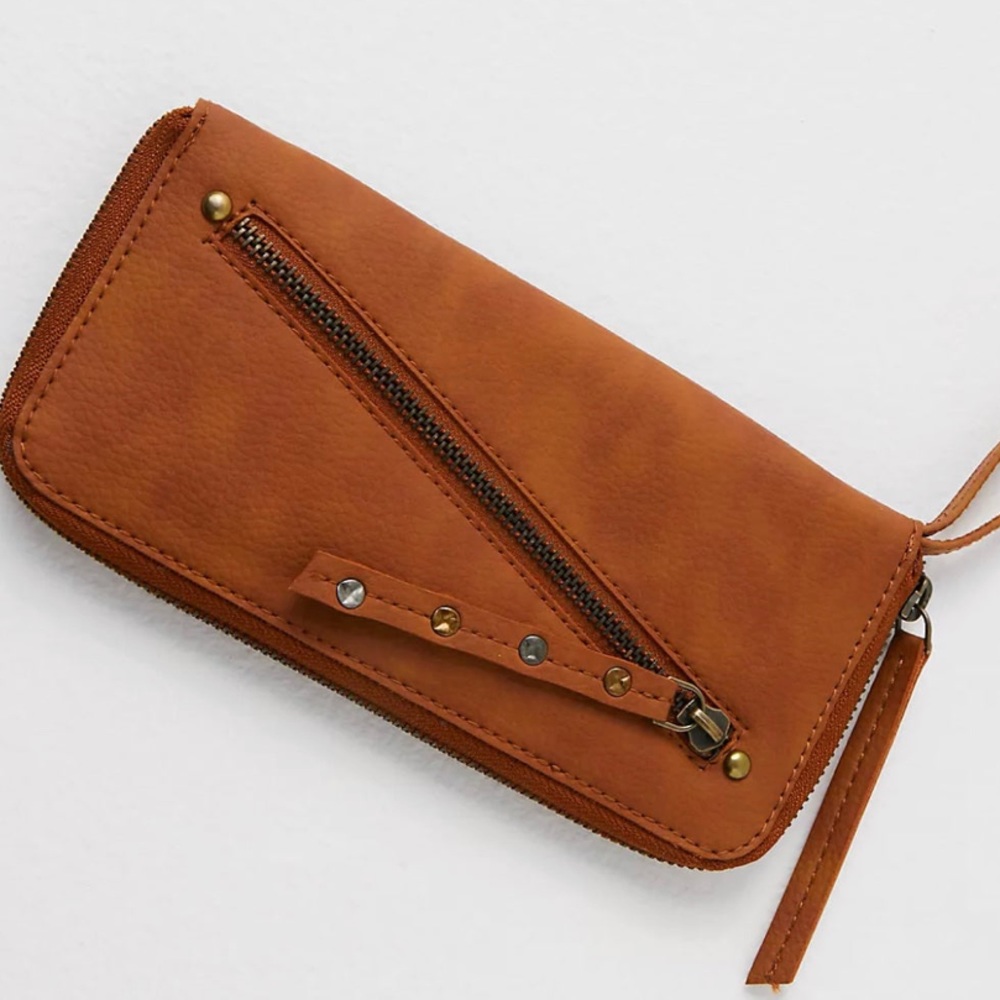 NWT ~ Free People - Distressed Vegan Wallet - Brown